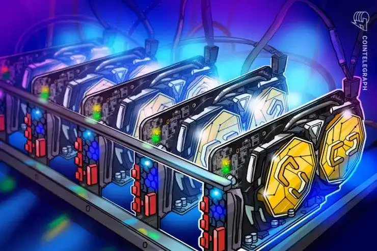 Close-up of an intricate mining rig setup